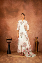 Joban Fashion Off White Pink Hand Block Printed Cotton Suit Set | Grocsy