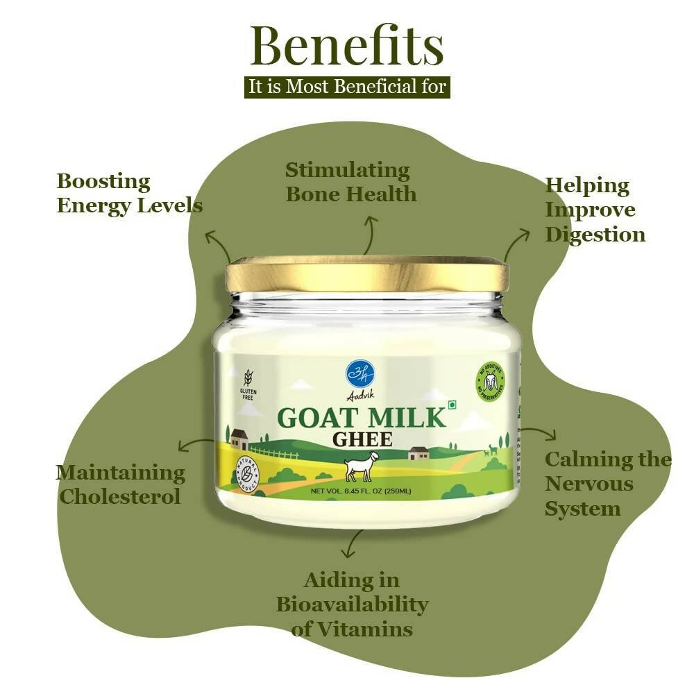 Aadvik A2 Goat Milk Ghee with Ayurvedic Benefits | 100% Pure & Natural Goat Milk Ghee | From Grass Fed Goat A2 Milk | Grocsy