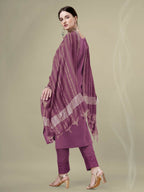 Jyoti Fashion Women's Onion Cotton Blend Embroidery & Sequence work Kurta with Trouser & Dupatta | Grocsy