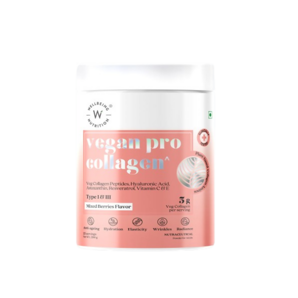 Wellbeing Nutrition Vegan Pro Collagen Hyaluronic Acid Skin & Hair Mixed Berries Flavour | Grocsy