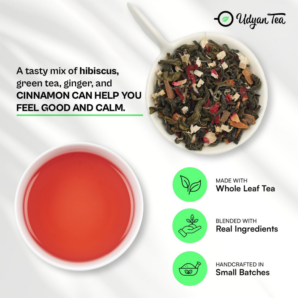 Udyan Tea Hibiscus Spice Green Tea | Grocsy