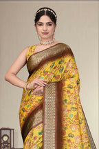 PR Fashion Multi Heavy Rich Cotton Silk Digital Print & Jacquard Saree | Grocsy