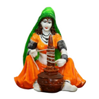eCraftIndia Rajasthani Lady Using Makhan Handi Polyresin Statue | Grocsy
