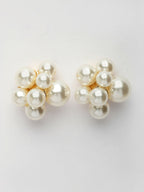 NVR Women's Rose Gold Pearl Rose Gold-Polished Circular Studs Earring | Grocsy