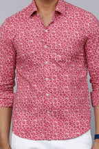 Miravan Men's Cotton Pink Floral Printed Shirt | Grocsy