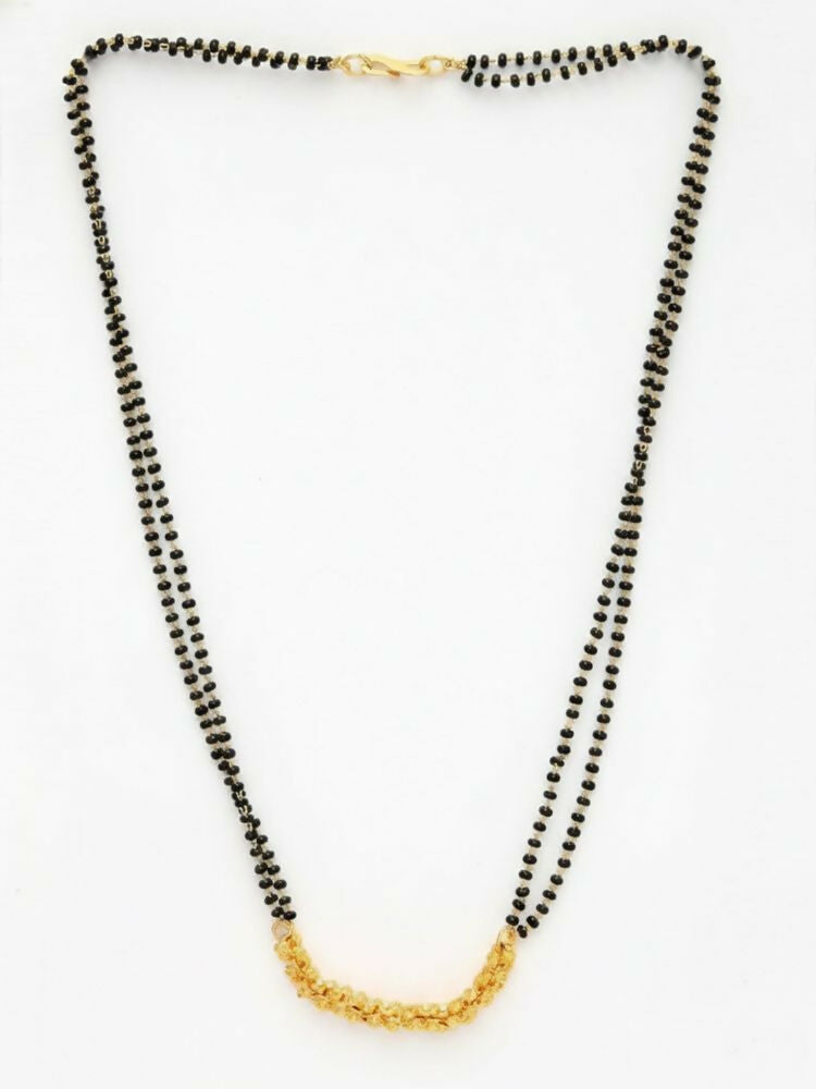 NVR Women Gold Plated Black Beaded Mangalsutra | Grocsy
