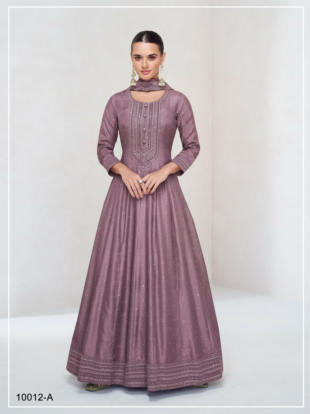 Teeya Creation Pink Color Heavy Vichitra Silk Embroidery Work Long Gown | Grocsy