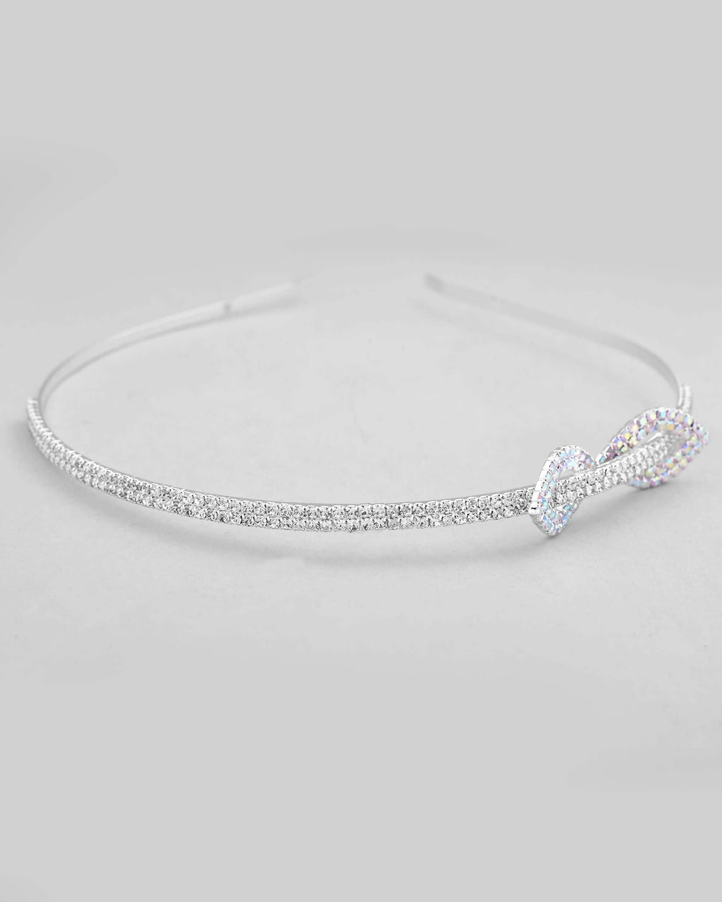 VOJ Silver Plated Bow Shaped AD studded Hairband | Grocsy