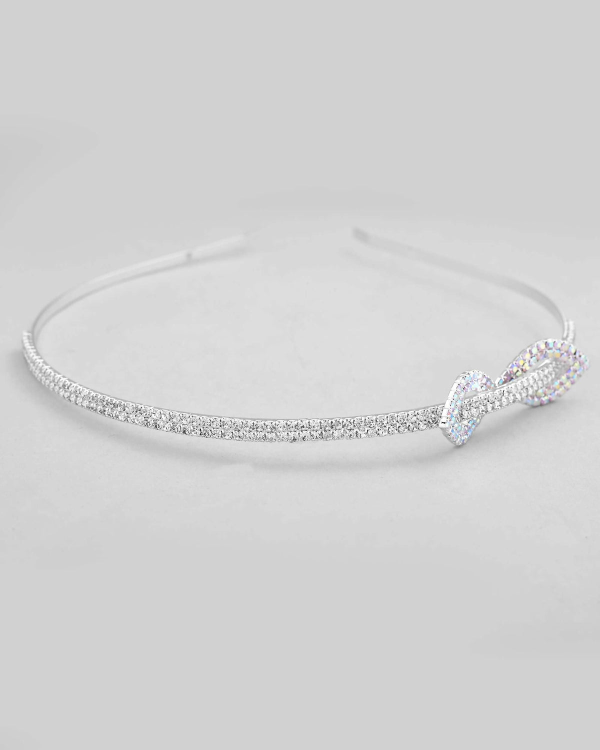 VOJ Silver Plated Bow Shaped AD studded Hairband | Grocsy