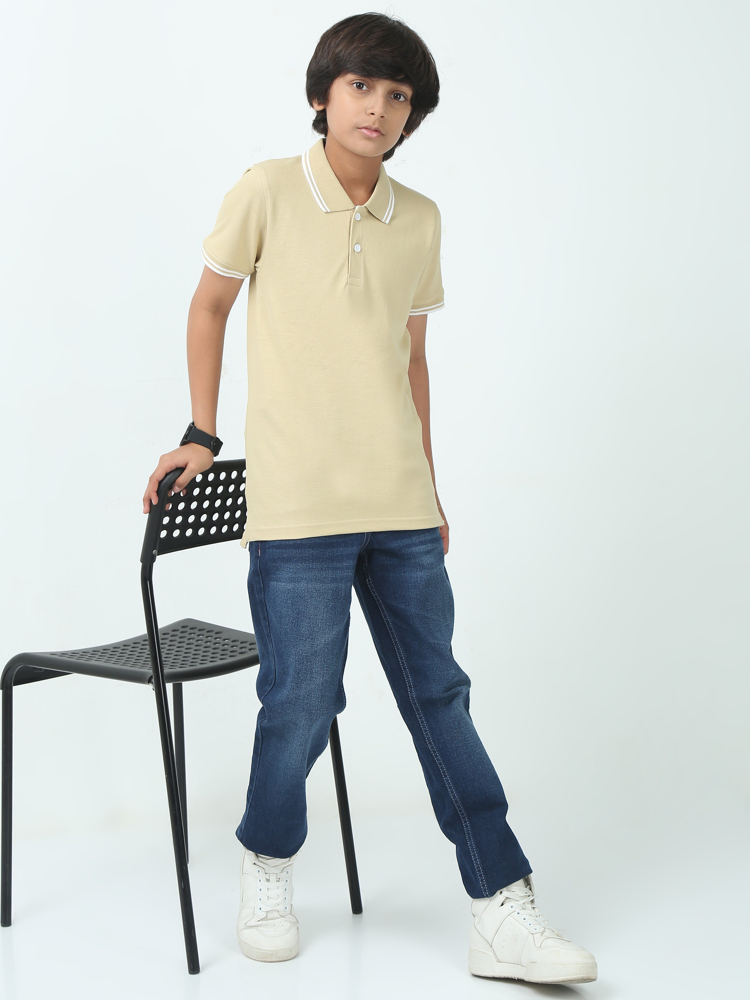 Chilins Kids Solid Polo Tshirt, Color - Brown | Grocsy
