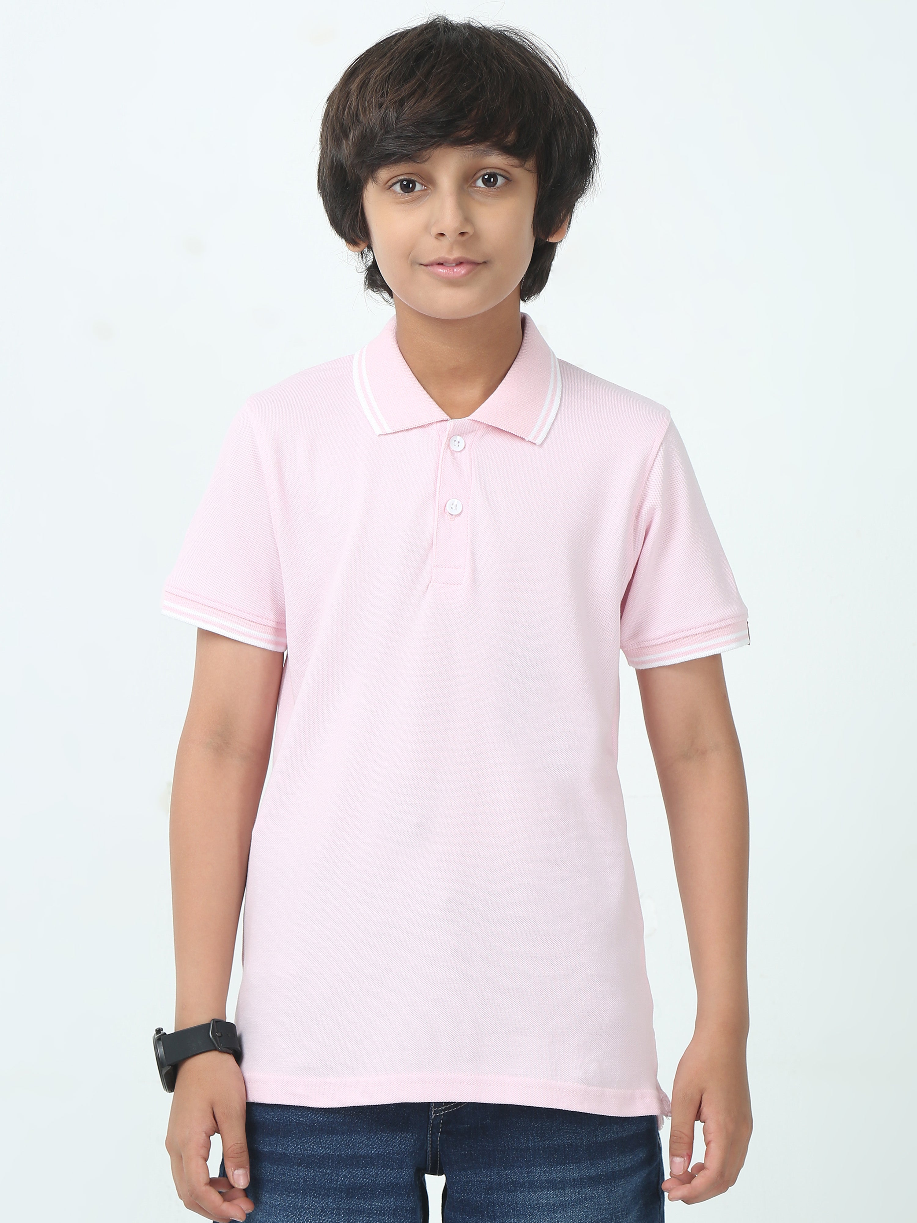 Chilins Kids Solid Polo Tshirt, Color- Pink | Grocsy