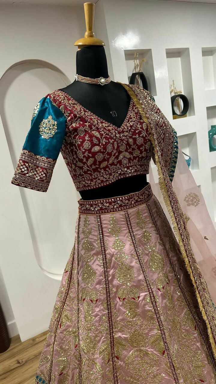 Jyoti Fashion Women's Cream Mulberry Silk Sequins with Dori & Thread Embroidered Designer Lehenga Choli Set | Grocsy