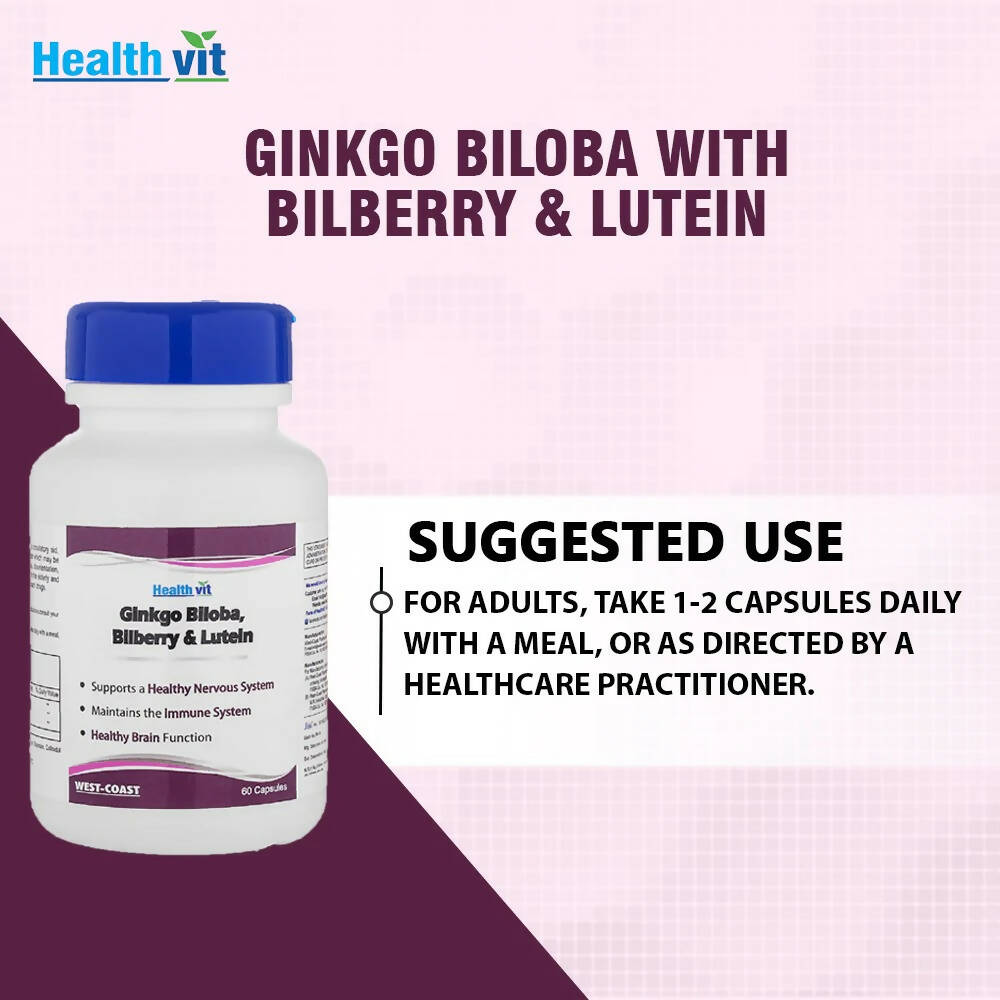 Healthvit Ginkgo Biloba Billberry And Lutein Capsules | Grocsy