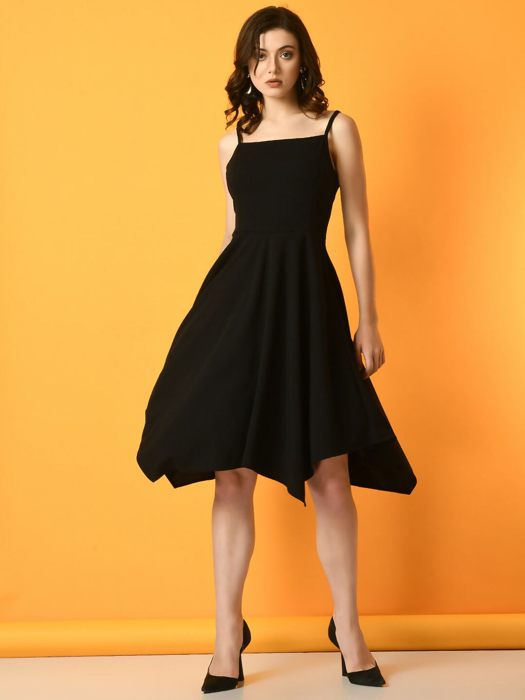 Myshka Women's Black Solid Party Dress | Grocsy