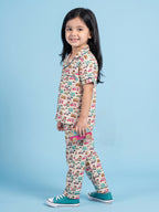 Breathables Woven Cotton Half Sleeves Bus Cars Shirt & Pyjama White | Grocsy