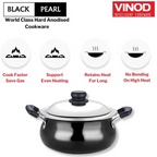 Vinod Black Pearl Hard Anodised Non Stick Handi with Lid | Grocsy
