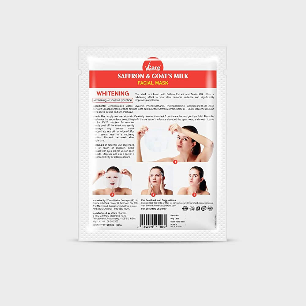 VCare Saffron and Goat's Milk Facial Mask | Grocsy