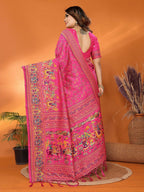 Joban Fashion Pink Meena Weaves Pashmina Sarees | Grocsy