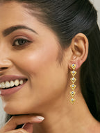 Nuyug 18K Gold-Plated Crystal Stone Studded Triangular Drop Sleek Earrings | Grocsy