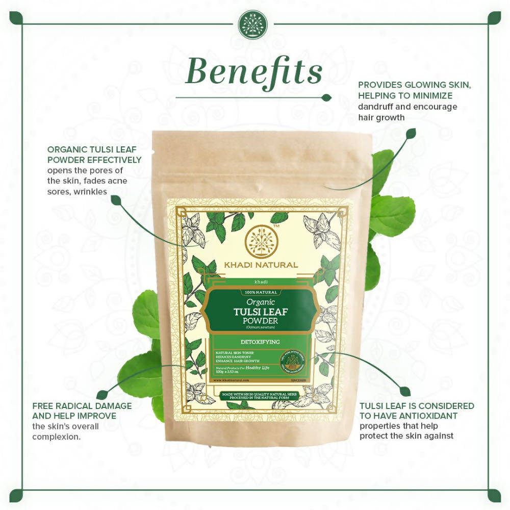 Khadi Natural Organic Tulsi Leaf Powder | Grocsy