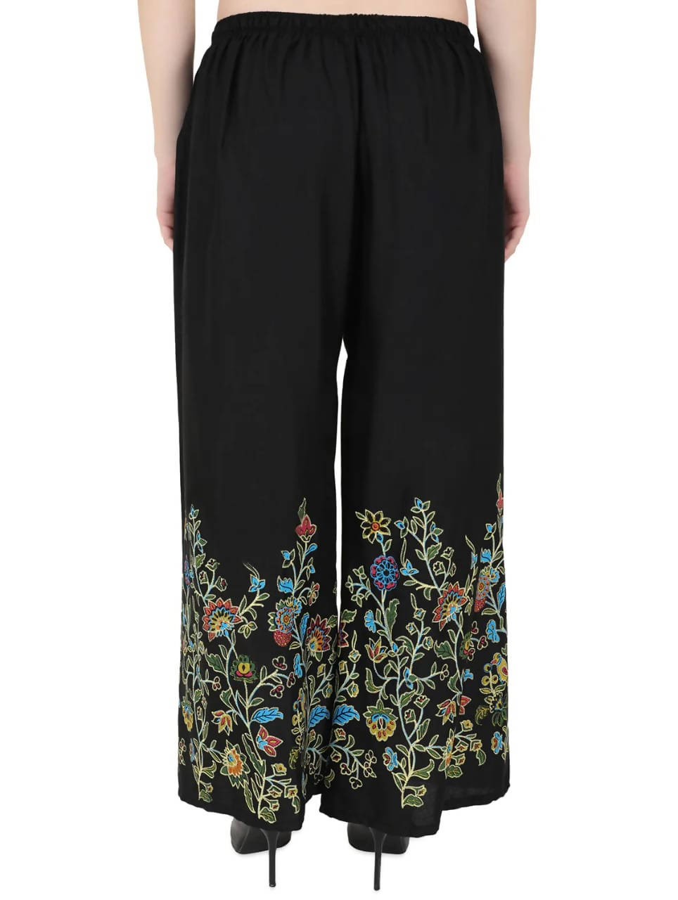Mominos Fashion Black Floral Design Palazzo | Grocsy
