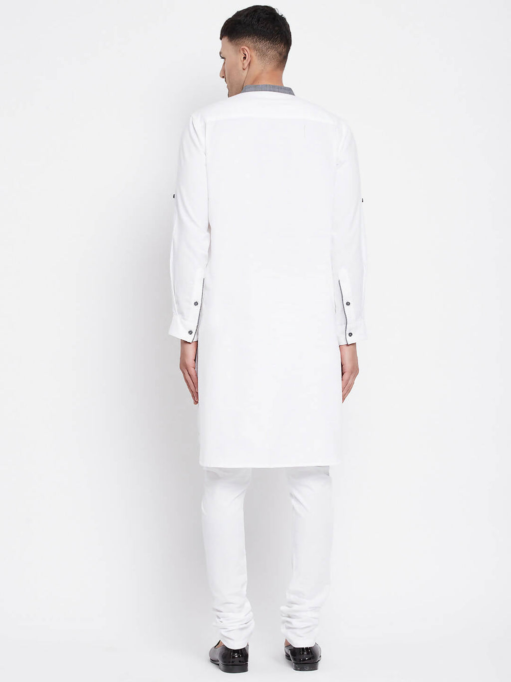 Even Apparels White Pure Cotton Men's Kurta With Contrast Collar And Placket | Grocsy