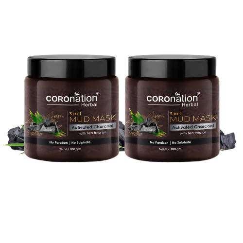 Coronation Herbal Activated Charcoal 3 in 1 Mud Mask with Tea Tree Oil | Grocsy