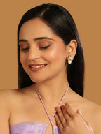 Nuyug 22K Gold-Plated Pearl Drop Zircon Floral Shaped Mini Stud Earrings | Grocsy