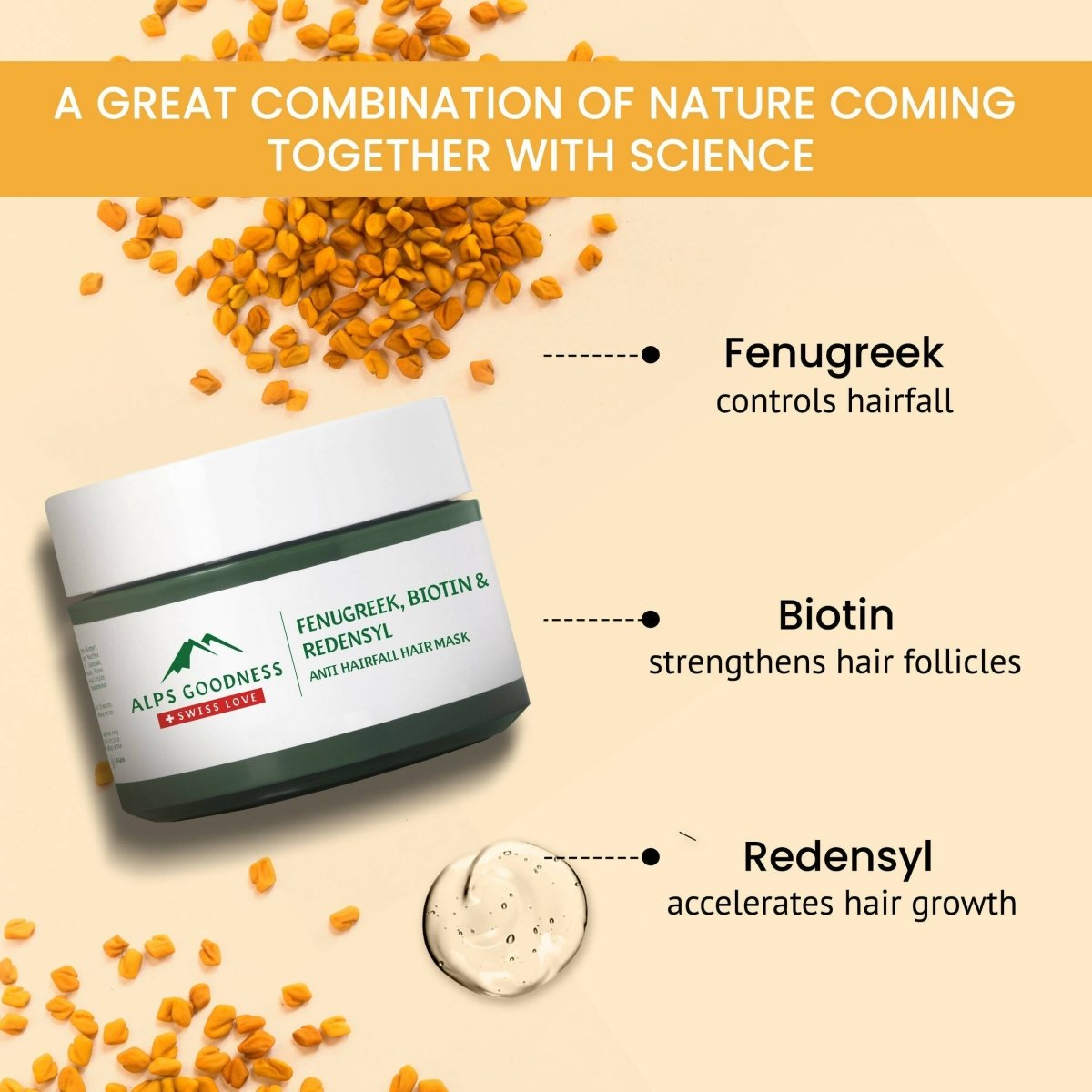 Alps Goodness Fenugreek, Biotin & Redensyl Anti Hair Fall Hair Mask | Grocsy