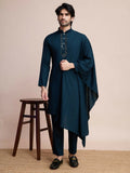 Vastranavya Traditional Festival Wear Viscose Thread & Sequence Embroidered Work Kurta Pant Set - Navy Blue | Grocsy