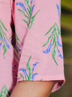 Aramya Straight Soft Cotton Floral Print Women's Kurta - Pink | Grocsy