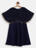 Ahalyaa Blue Crepe, Georgette A-Line Girl's Kurta | Grocsy