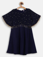 Ahalyaa Blue Crepe, Georgette A-Line Girl's Kurta | Grocsy