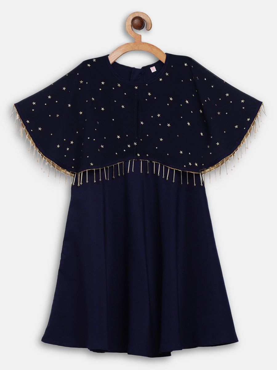Ahalyaa Blue Crepe, Georgette A-Line Girl's Kurta | Grocsy