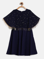 Ahalyaa Blue Crepe, Georgette A-Line Girl's Kurta | Grocsy