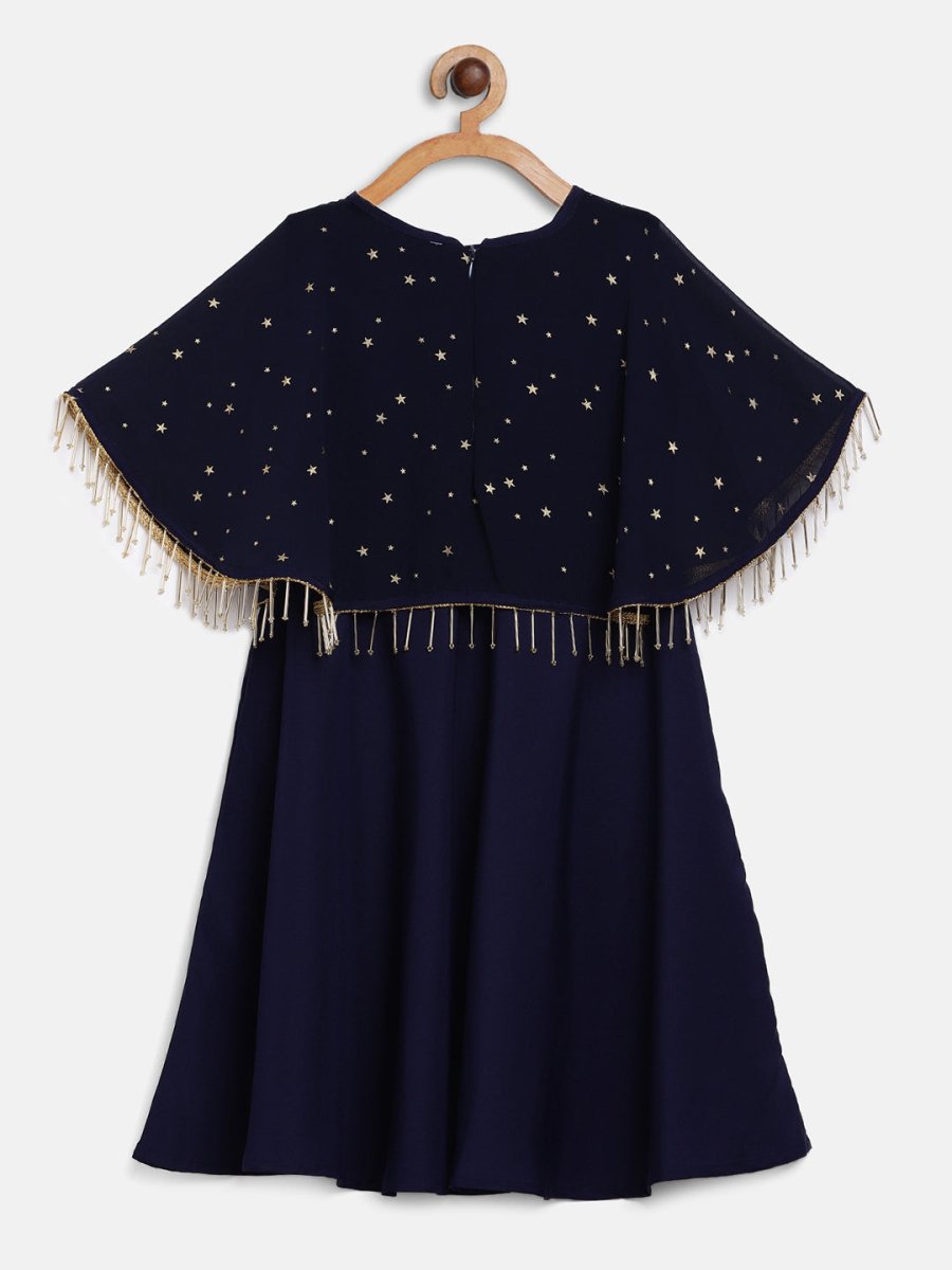 Ahalyaa Blue Crepe, Georgette A-Line Girl's Kurta | Grocsy