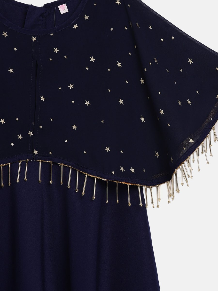 Ahalyaa Blue Crepe, Georgette A-Line Girl's Kurta | Grocsy