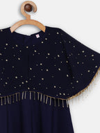 Ahalyaa Blue Crepe, Georgette A-Line Girl's Kurta | Grocsy