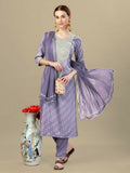 Jyoti Fashion Women's Lavender Silk Blend Embroidery & Sequence work Kurta with Trouser & Dupatta | Grocsy