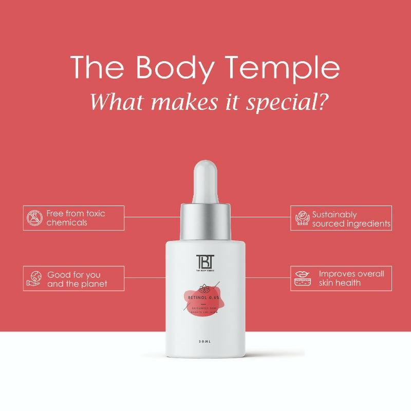The Body Temple Retinol 0.6% Anti Ageing Night Face Serum | Grocsy
