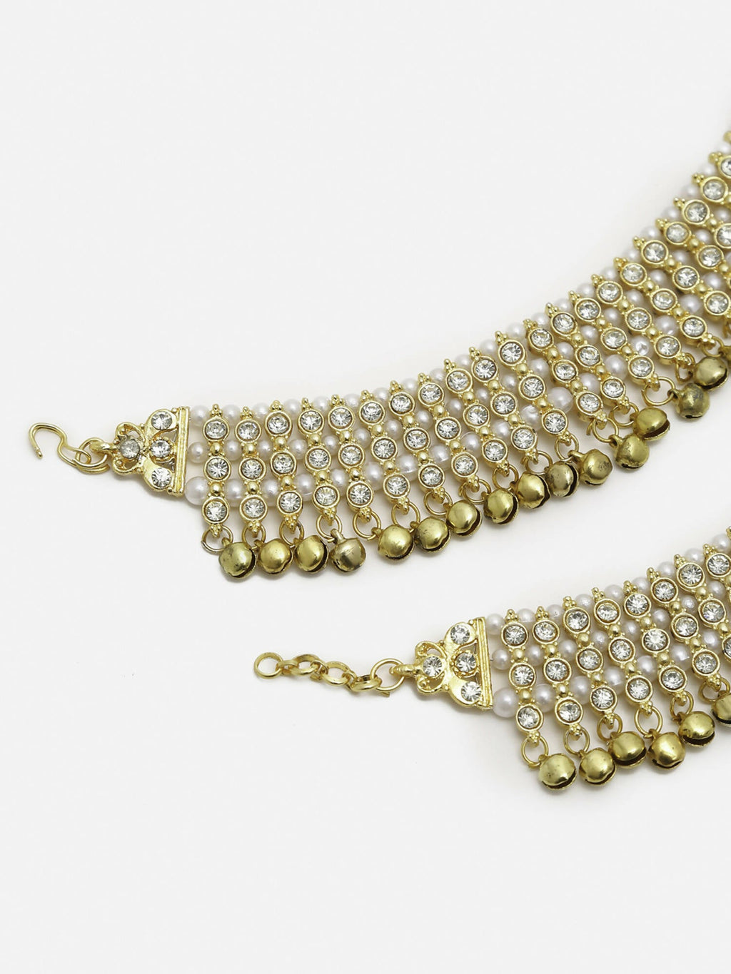 Women's Gold White Ghungroo Anklets - Ruby Raang | Grocsy