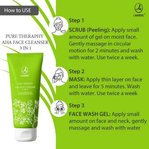 Lambre Pure Therapy AHA Face Cleanser 3 in 1 | Grocsy