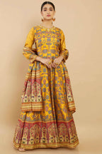 Women's Partywear Designer Yellow Soft Dola Silk Anarkali suit with Dupatta - Kalishta | Grocsy