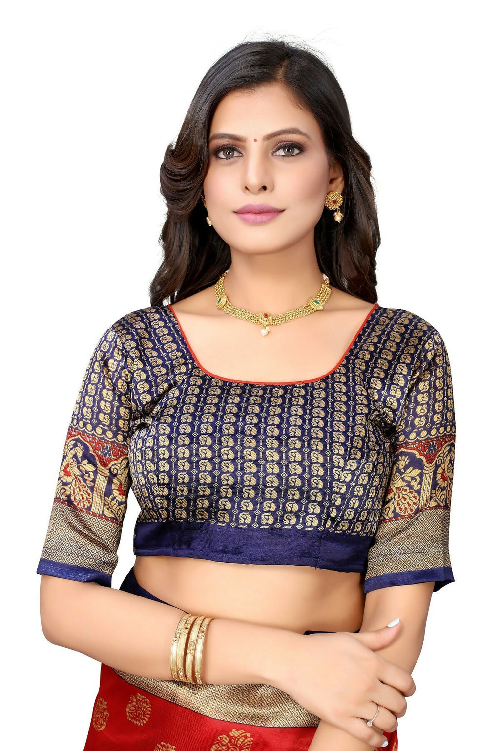 Vamika Red Printed Art Silk Saree | Grocsy