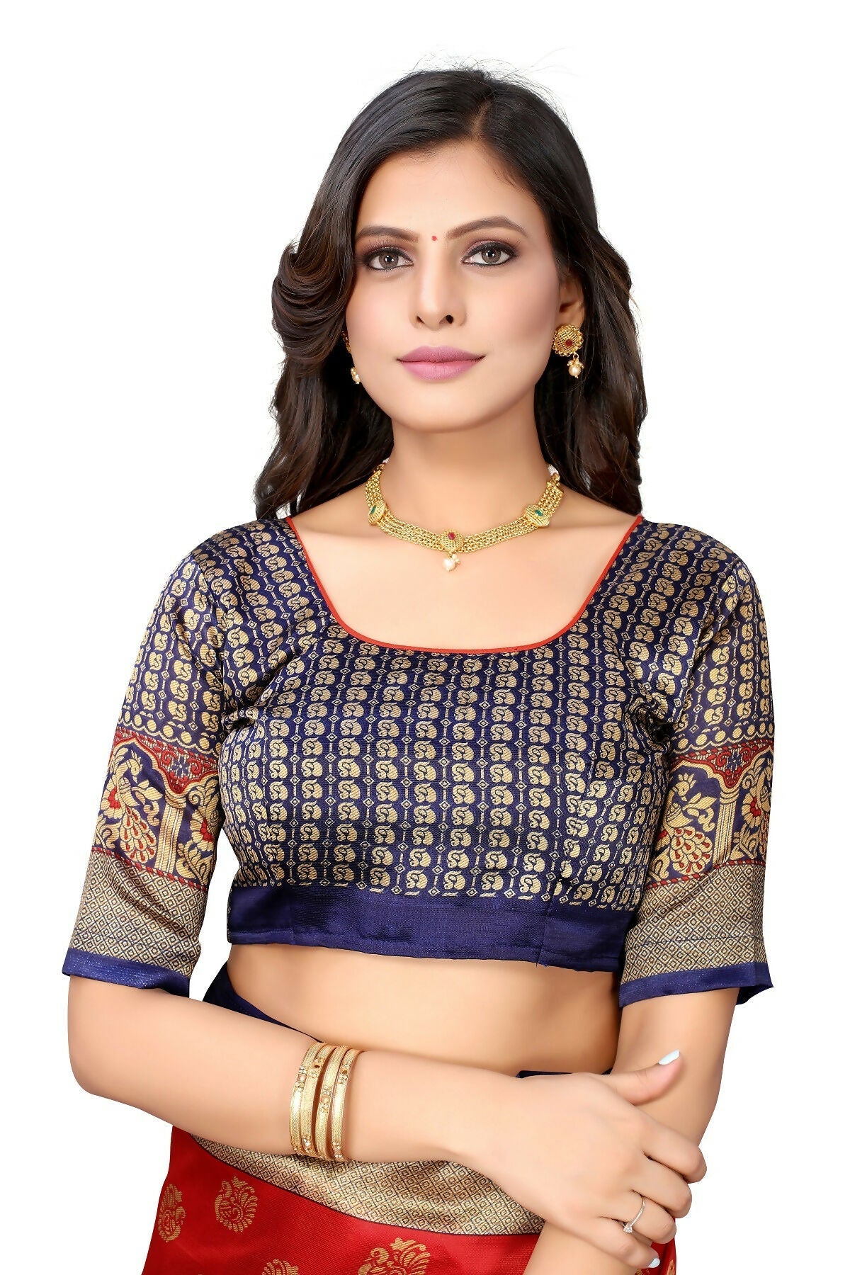 Vamika Red Printed Art Silk Saree | Grocsy