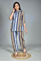 Morchari Digital Print Semi Muslin Co-Ord Set Top & Trouser-Multicolor | Grocsy