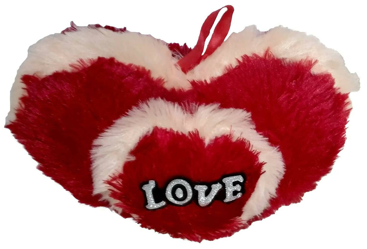 Red & Milky Love Heart Shape Pillow (Fur) Cushion | Grocsy