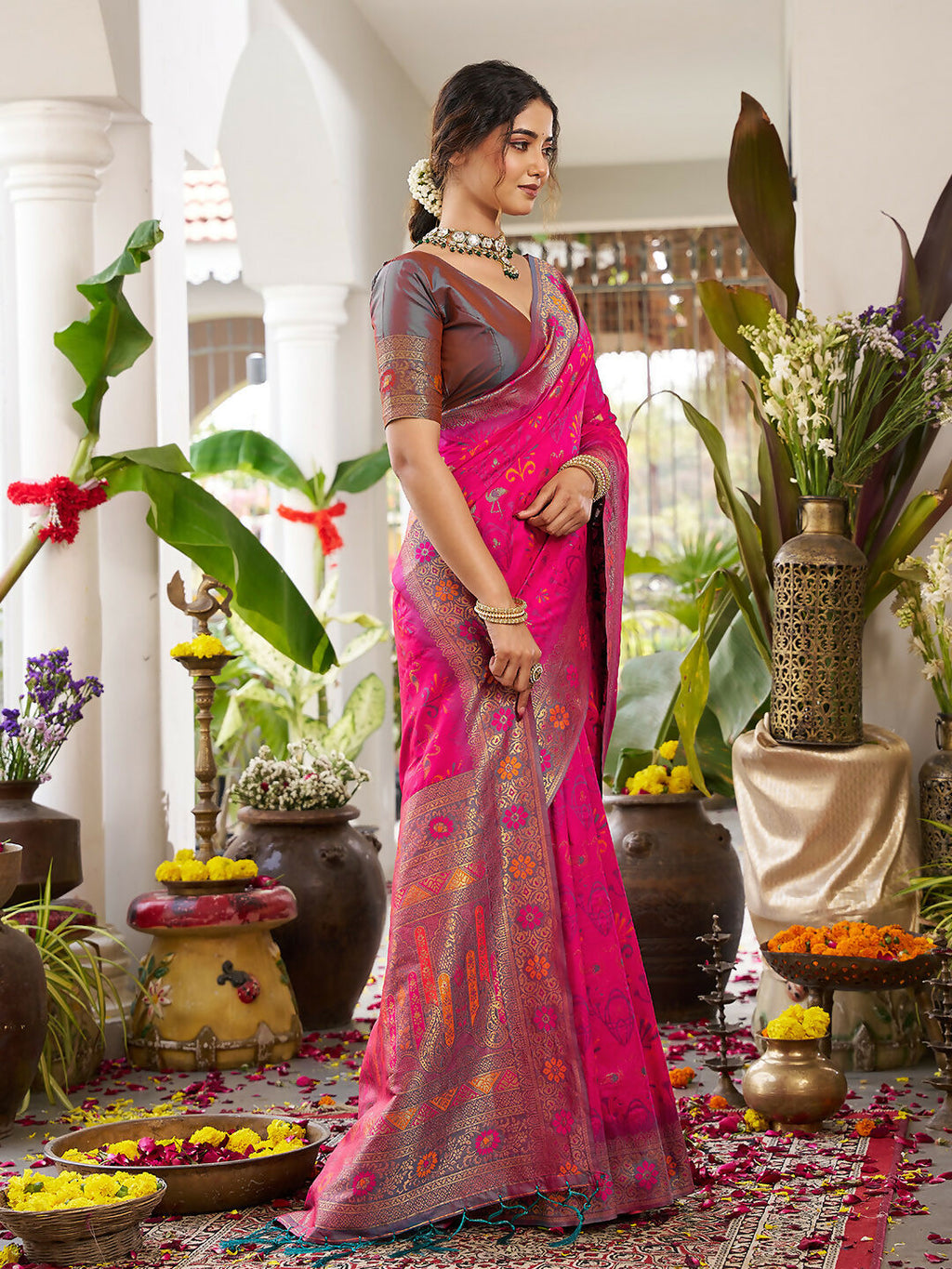 Shree Shyam Fashion Pink Soft Silk Saree | Grocsy