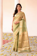 Joban Fashion Green Pure Banarasi Tissue Saree | Grocsy