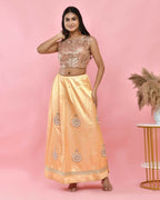 Amodini Designer Studio Copper Gold Sequined Pearl Sleeveless Padded Blouse | Grocsy